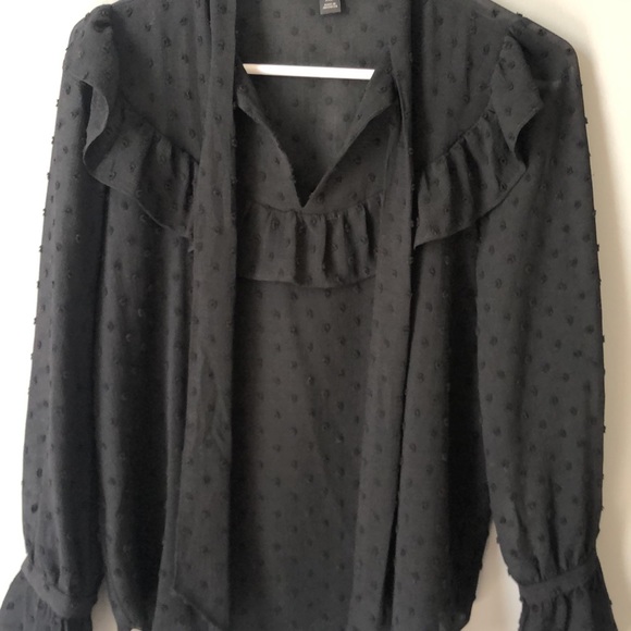 Ann Taylor dotted ruffle tie neck top - Picture 9 of 9